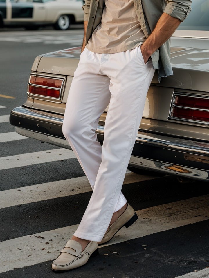 Stride White Solid Chinos