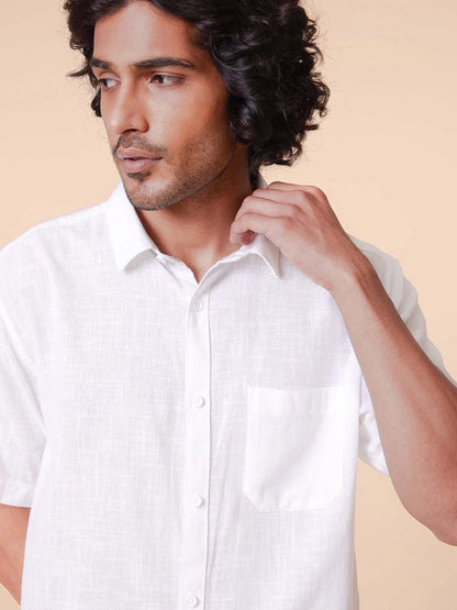 Nityam White Solid Shirt | Kingdom Of White at Broadway