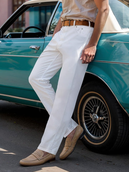White Solid Stretch Chinos