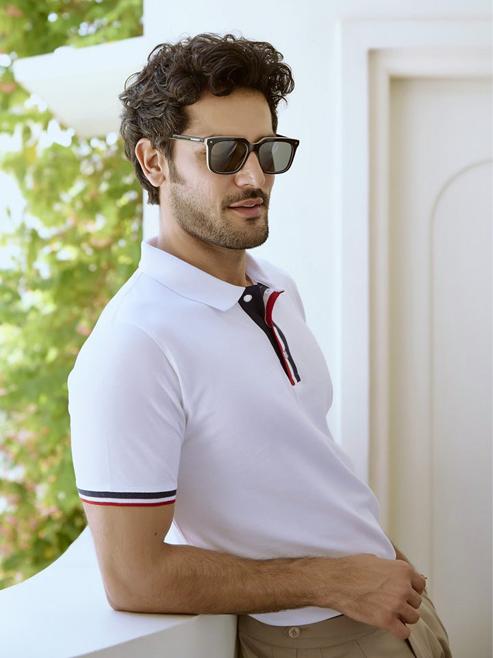 White Striped Polo T-shirt