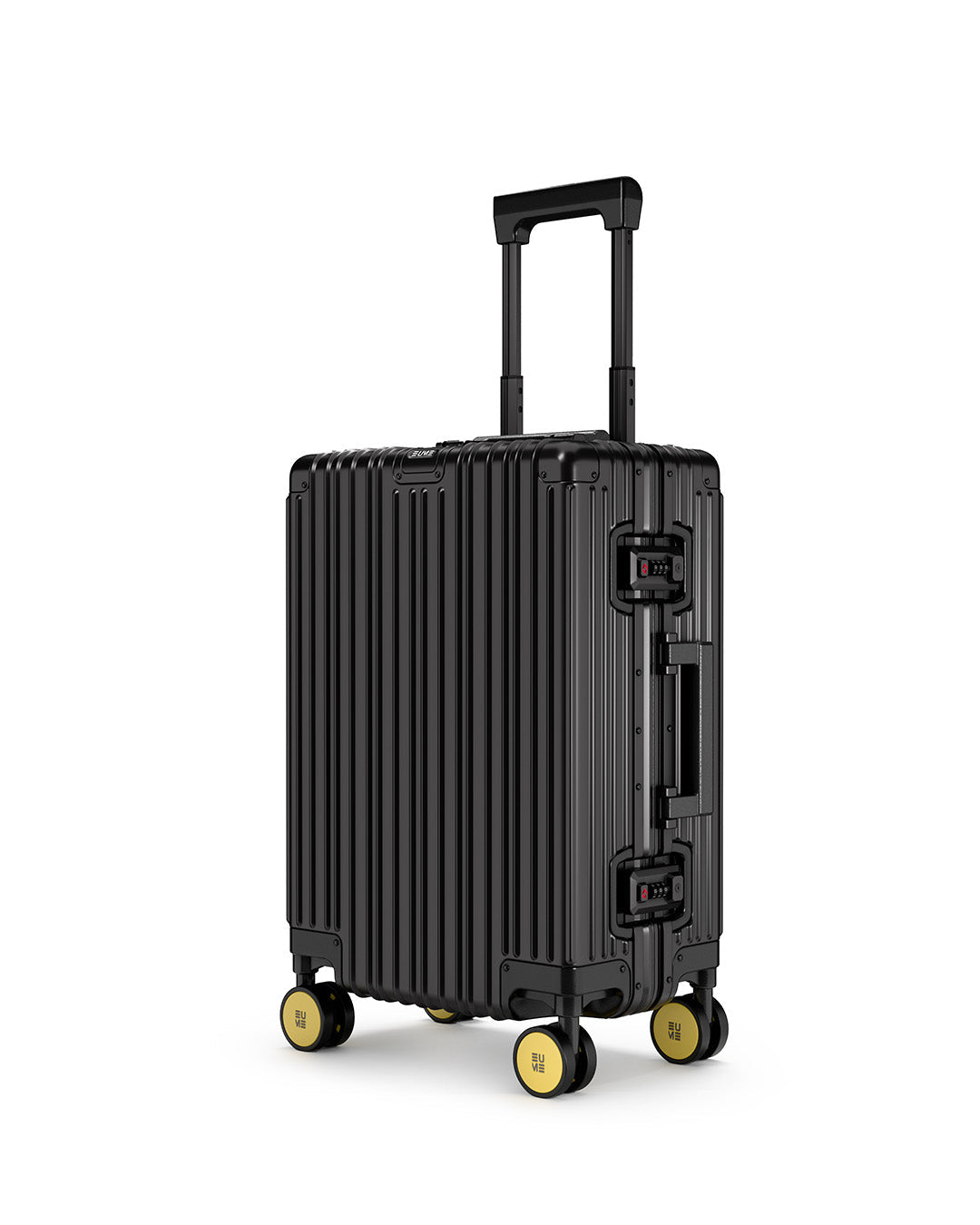 EUME aluminium black cabin - yellow wheels product image clean studio background