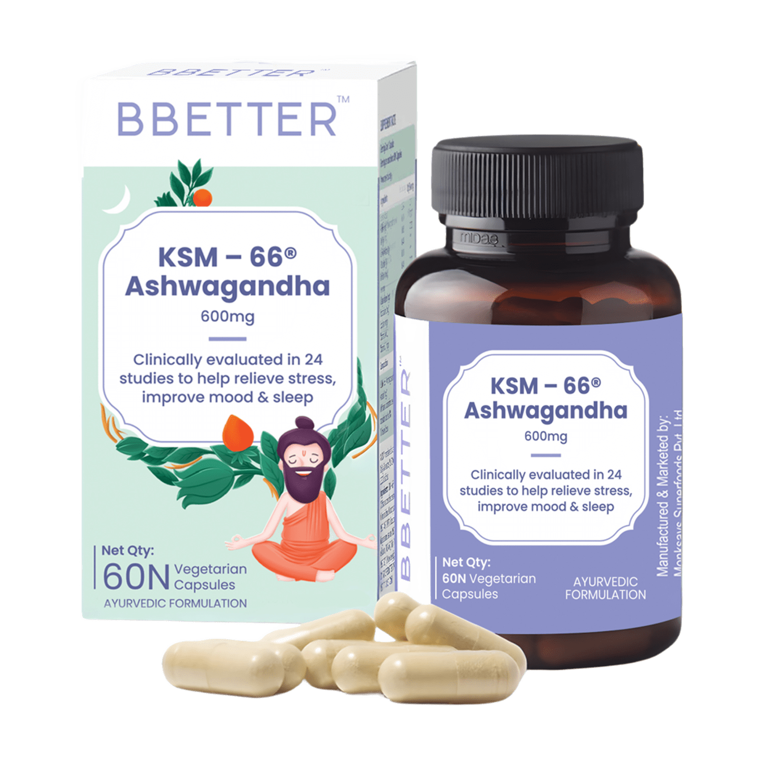 BBETTER Ashwagandha - With Clinically Proven KSM-66 for Stress & Sleep Management | Bbetter at Broadway
