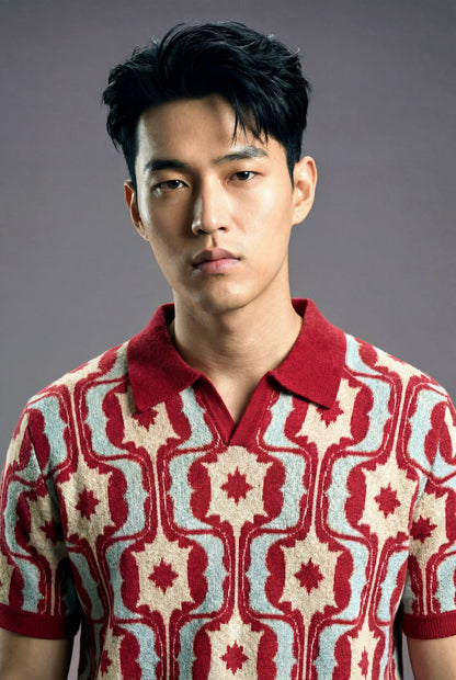 All over Retro Knitted Polo
