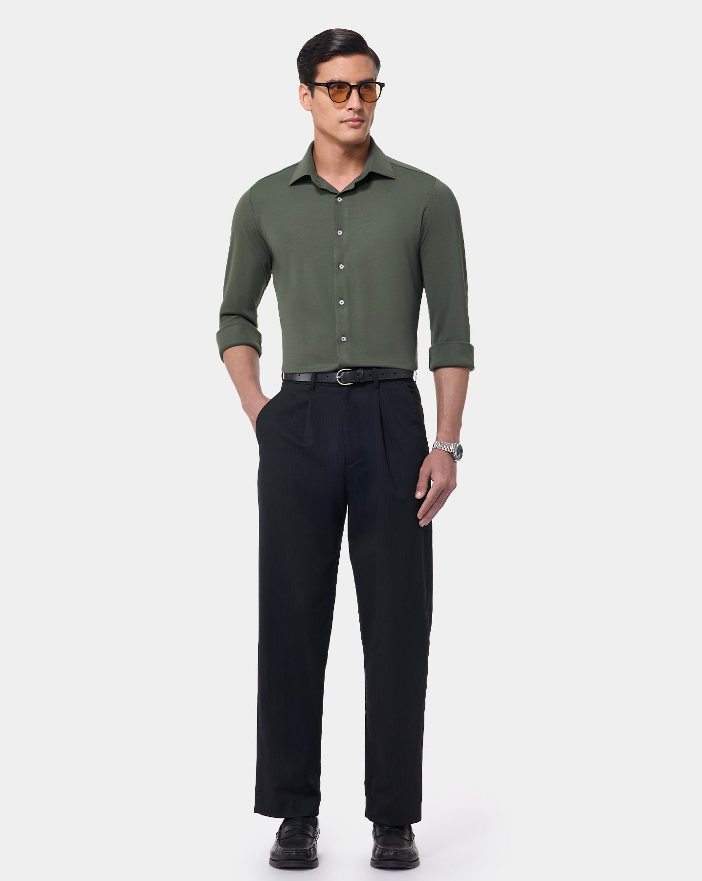 The 4 Way Stretch Dress Shirt Dark Olive