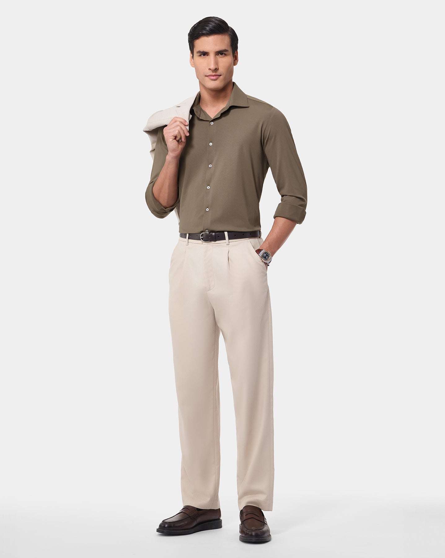 The 4 Way Stretch Dress Shirt Cacao