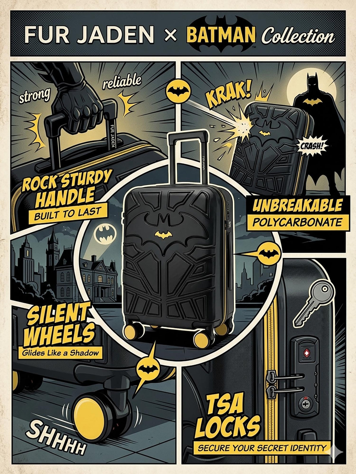 FUR JADEN  Batman Polycarbonate Travel Suitcase