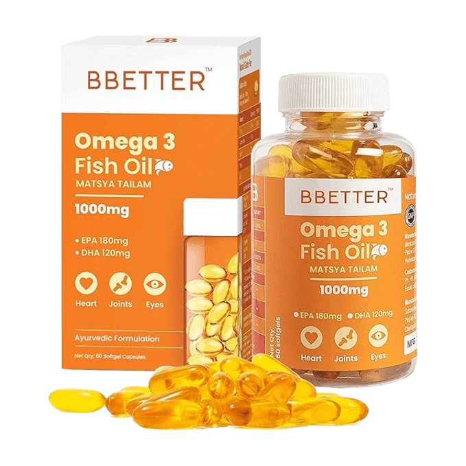 BBETTER Omega 3 Fish Oil Capsules - With 180 EPA : 120 DHA for Heart, Joints & Eyes | Bbetter at Broadway