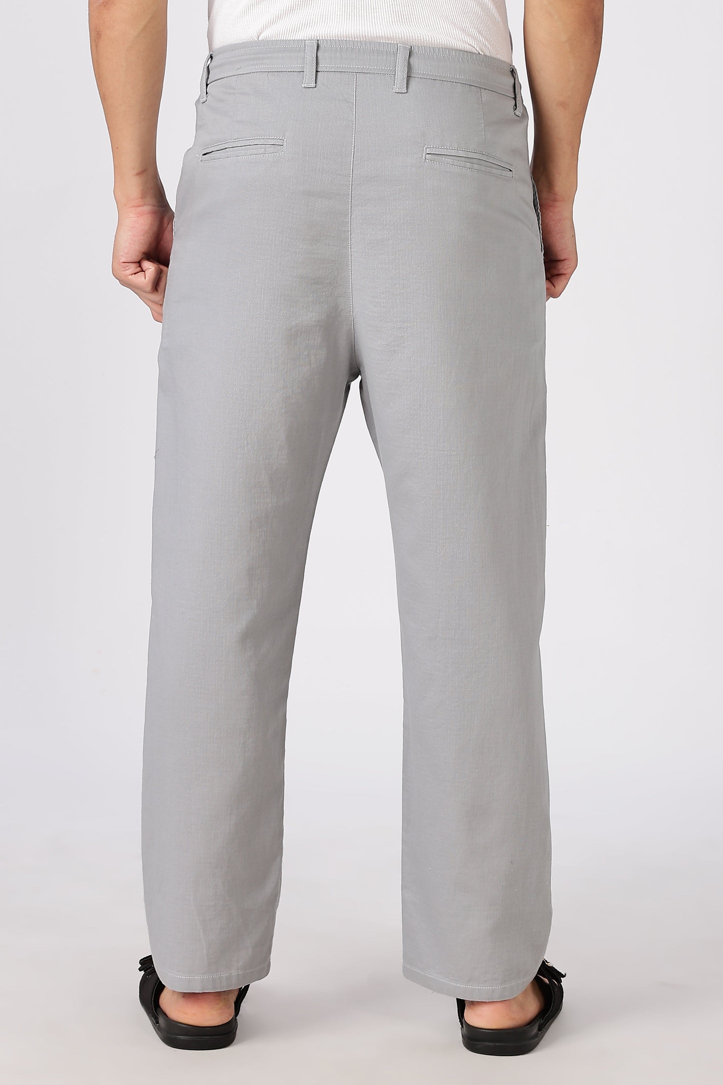Linen-style 100% Cotton Straight Fit Grey Pant