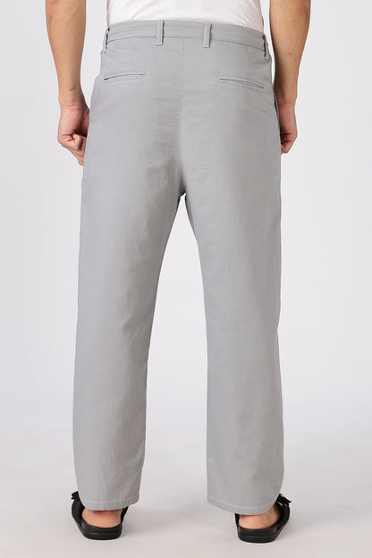 Linen-style 100% Cotton Straight Fit Grey Pant