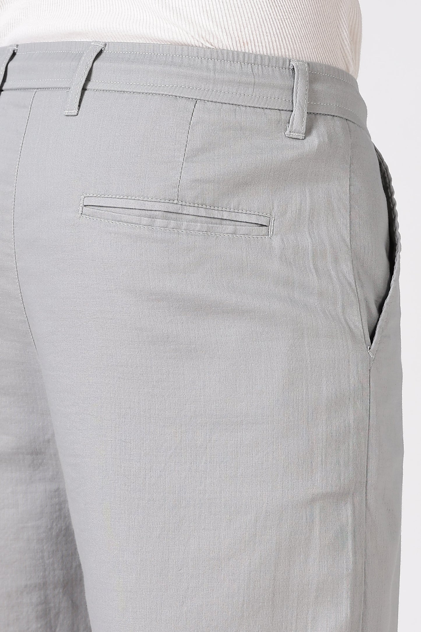 Linen-style 100% Cotton Straight Fit Grey Pant