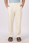 Linen-style 100% Cotton Straight Fit Cream Pant | Hamptons at Broadway