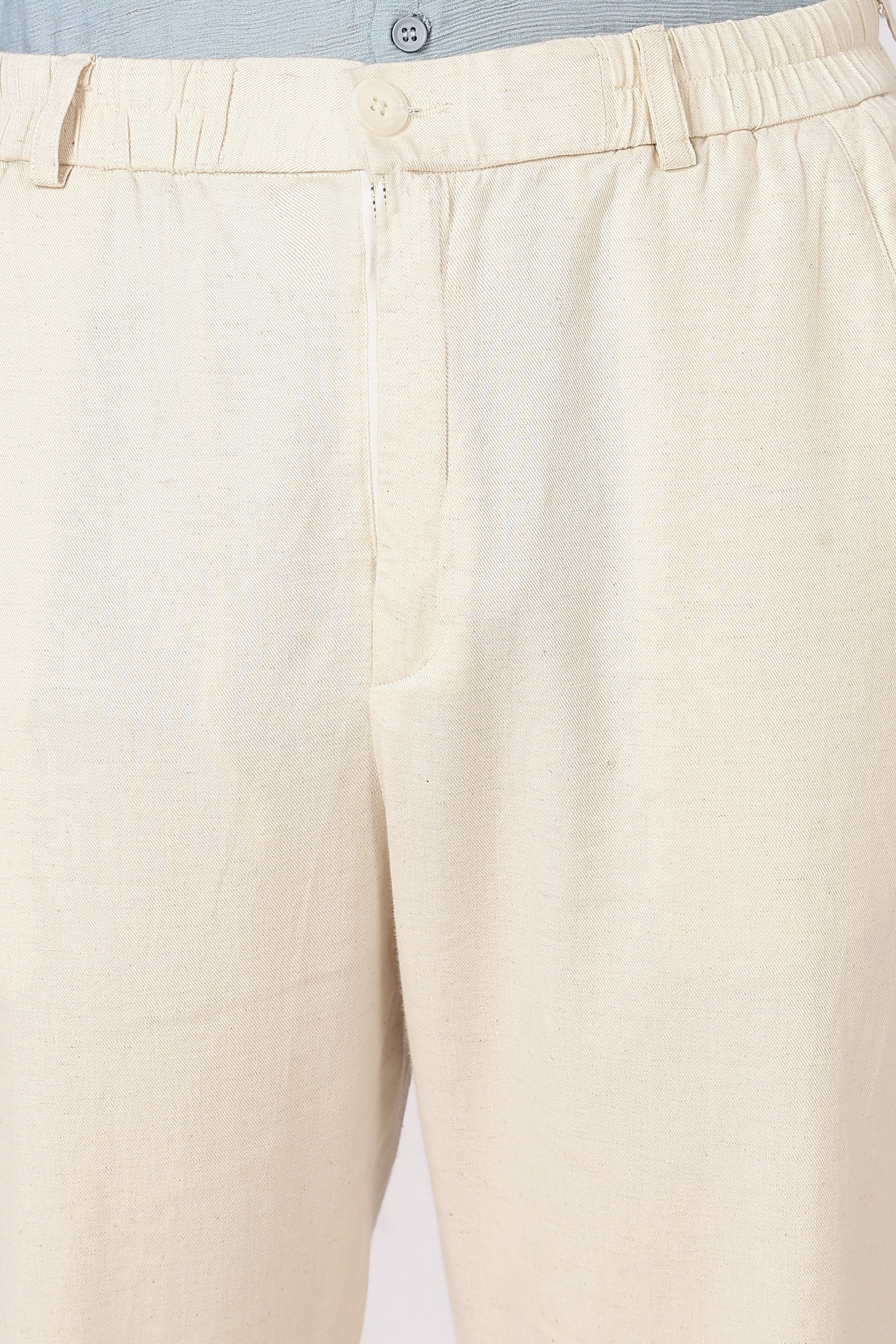 Linen-style 100% Cotton Straight Fit Cream Pant | Hamptons at Broadway