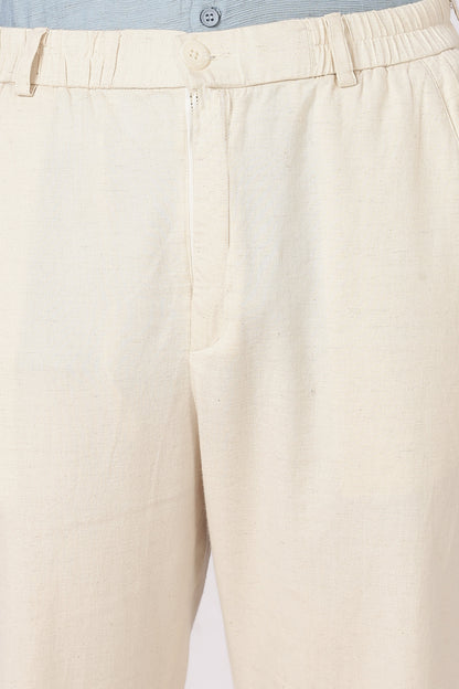 Linen-style 100% Cotton Straight Fit Cream Pant | Hamptons at Broadway