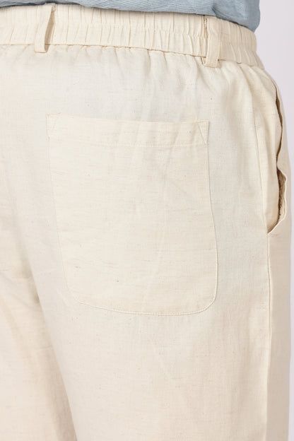 Linen-style 100% Cotton Straight Fit Cream Pant | Hamptons at Broadway