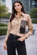 BEIGE POCKET TASSEL SHIRT | De Novoo at Broadway