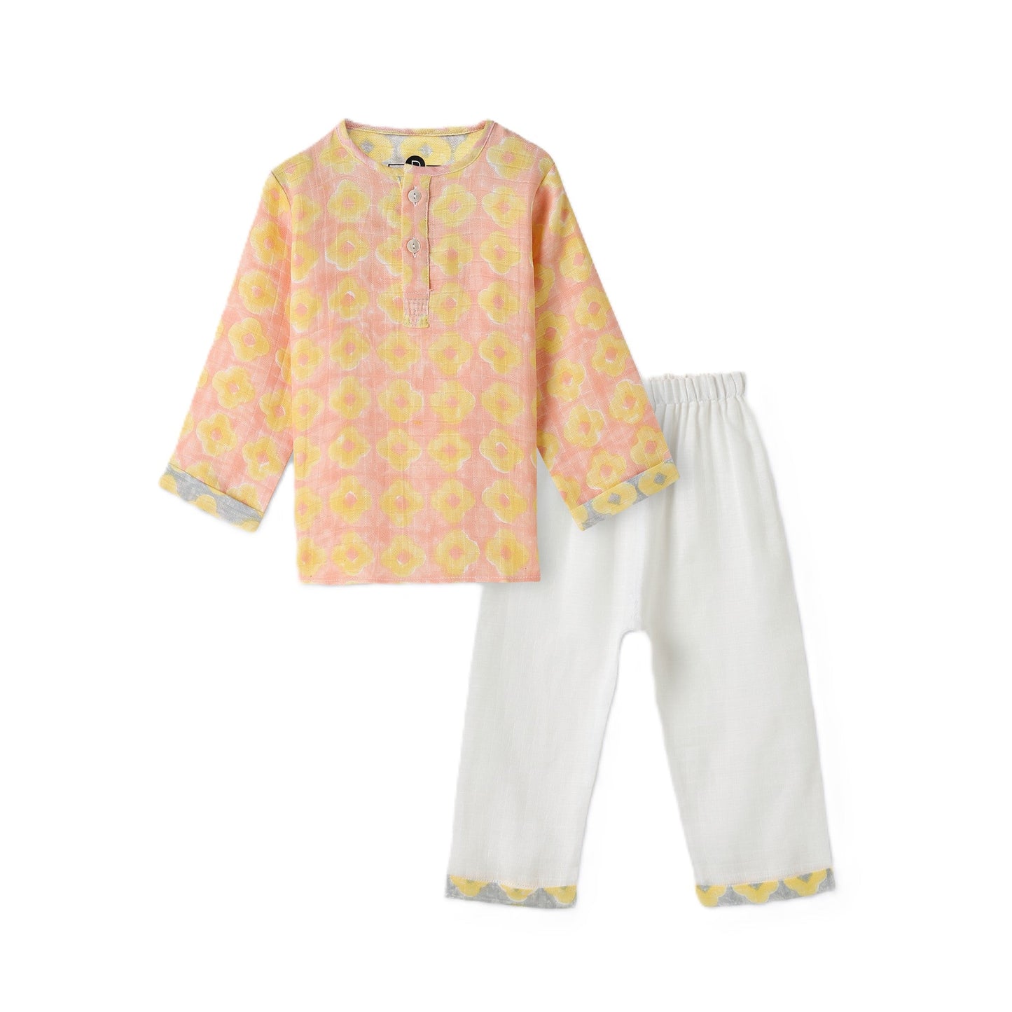 Organic Muslin Kurta Pyjama Set | Hand-Block Printed