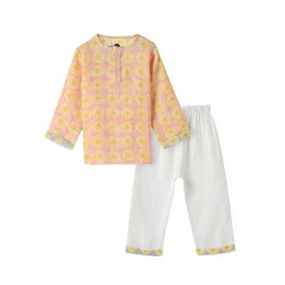 Organic Muslin Kurta Pyjama Set | Hand-Block Printed