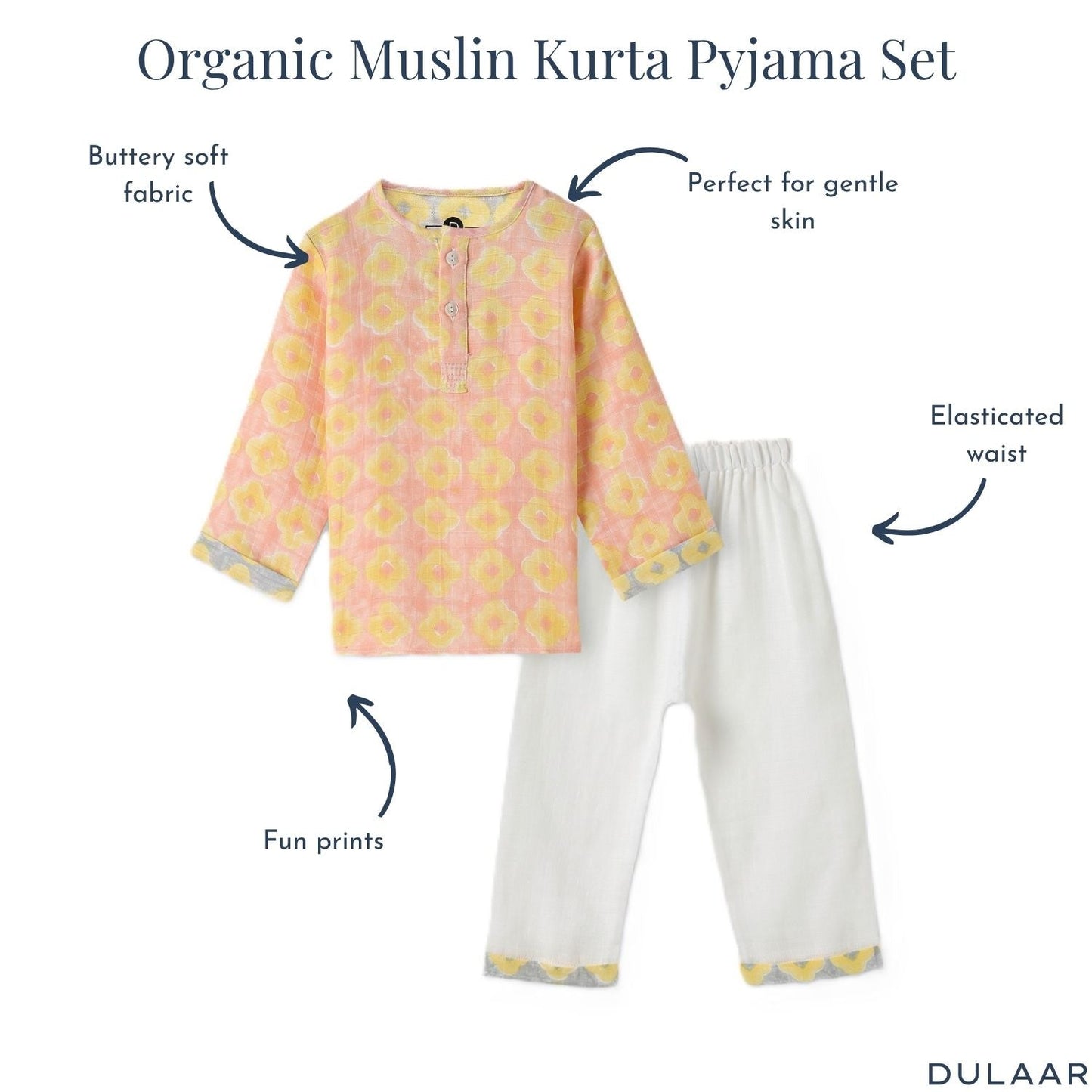 Organic Muslin Kurta Pyjama Set | Hand-Block Printed