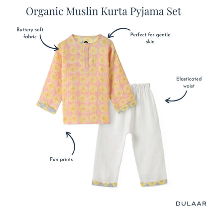 Organic Muslin Kurta Pyjama Set | Hand-Block Printed