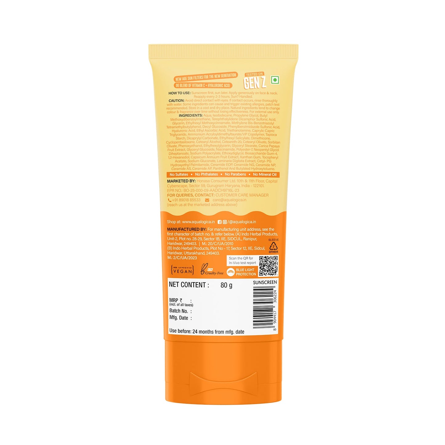 Glow+ Dewy Gel Sunscreen In-Vivo Tested SPF 50+ PA++++ with Papaya & Vitamin C - 80g
