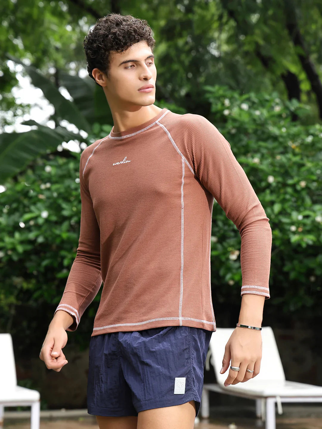 Waffle Contrast Stitch Tee