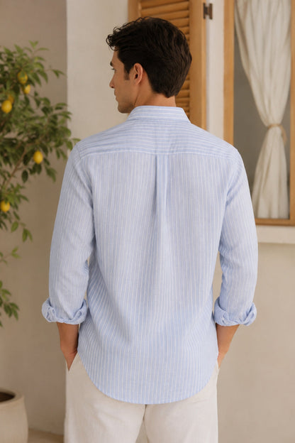 Airy Stripe Linen Cotton Blend Shirt