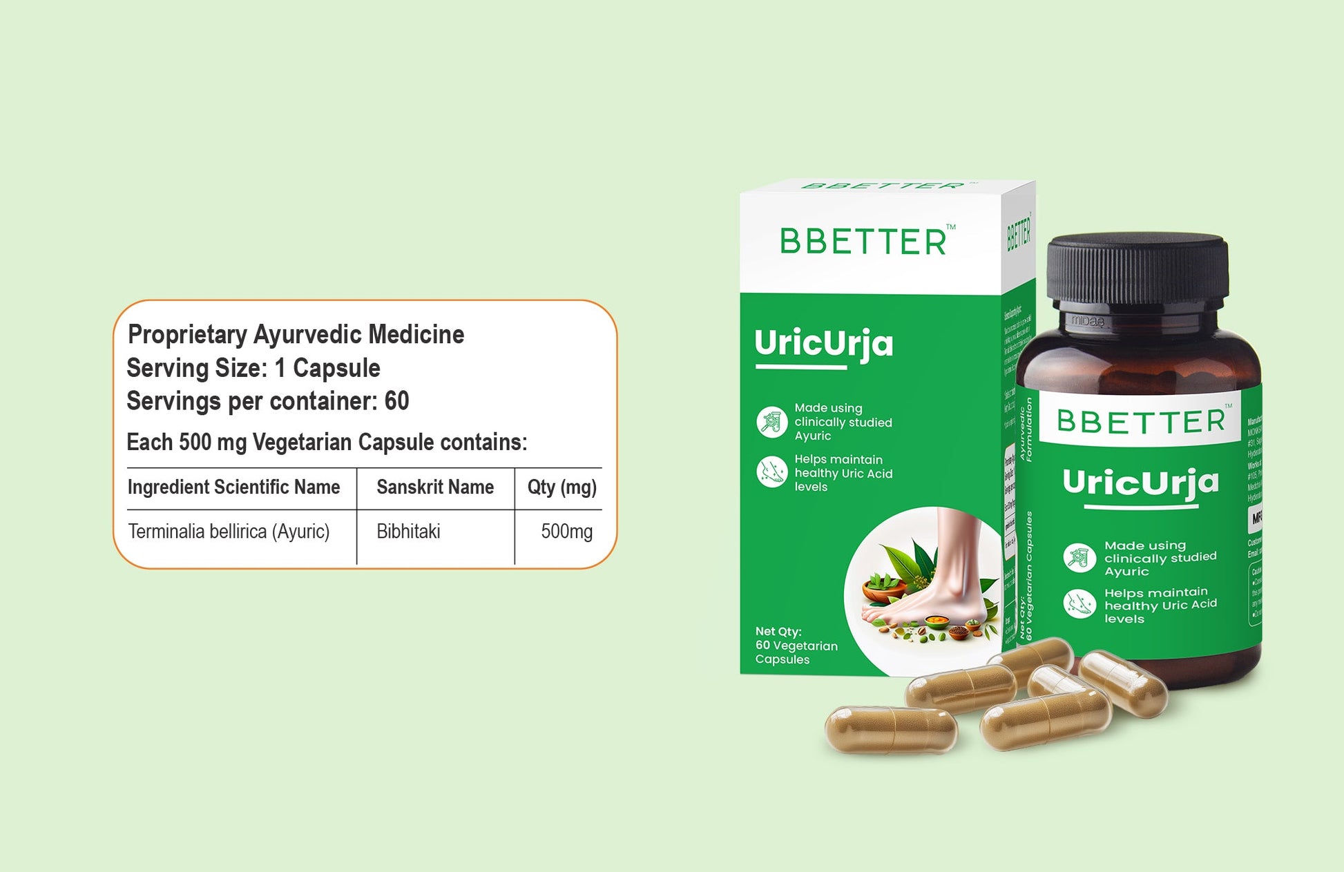 BBETTER UricUrja - With Clinically Proven Ayuric for Gout Pain Relief & Uric Acid Management | Bbetter at Broadway