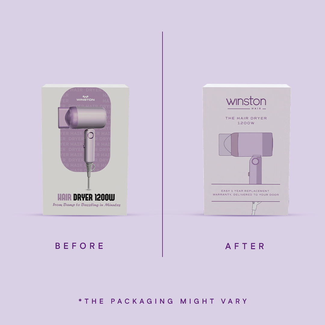 Hair Dryer 1200W | Foldable, Low Noise & Detachable Concentrator | Winston at Broadway