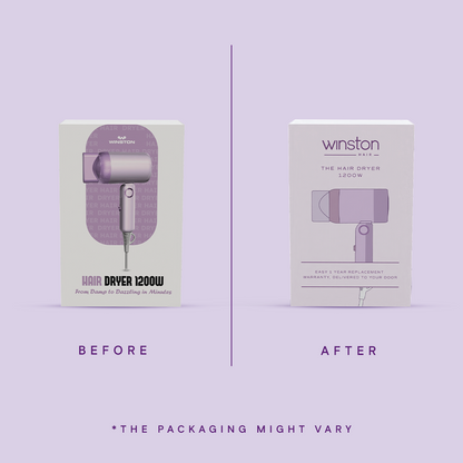 Hair Dryer 1200W | Foldable, Low Noise & Detachable Concentrator | Winston at Broadway