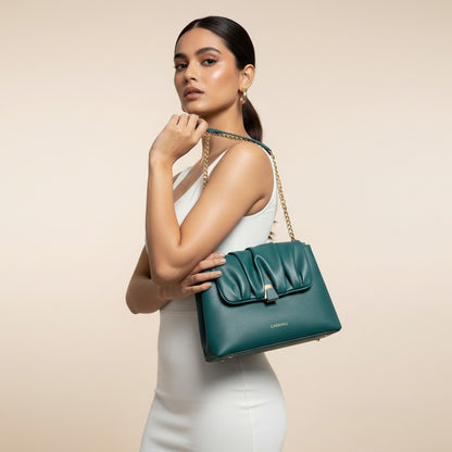 Carriall Bella Womens Vegan Leather Handbag for women & girls (Dark Teal)