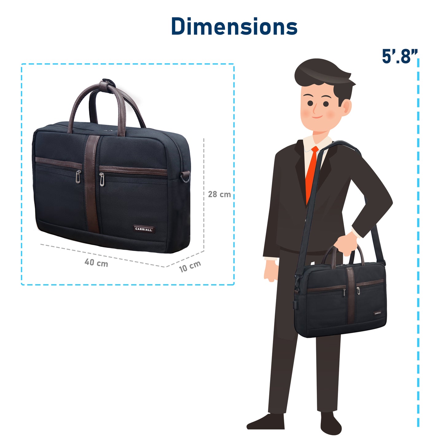 CARRIALL Ampio Laptop Messenger Bag (Black)