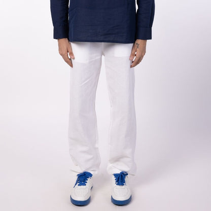 Men's Linen Blend Drawstring Pants - White