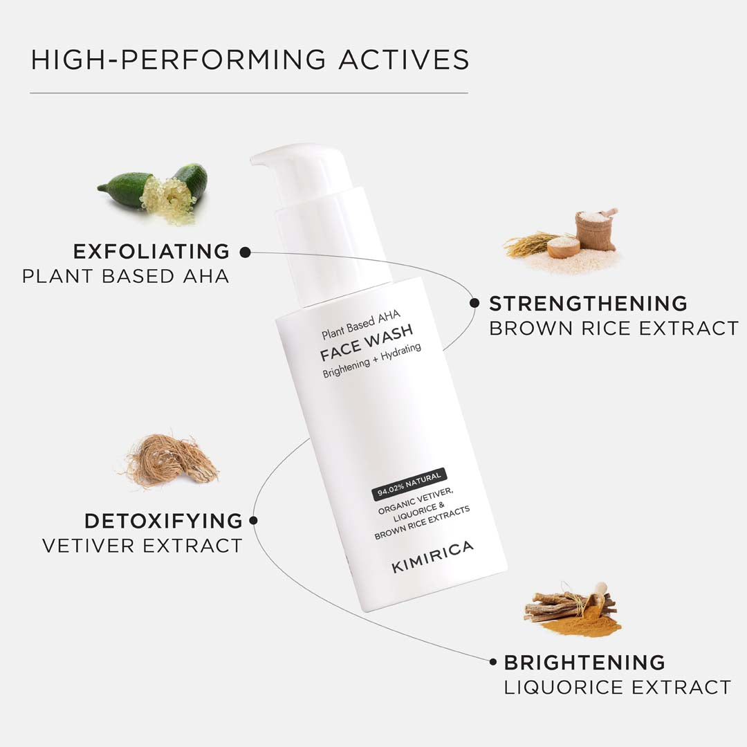 Plant-based AHA brightening face wash
