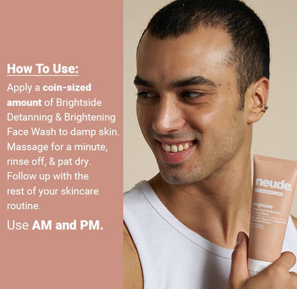 Brightside - Skin Brightening and Detanning Gel Face Wash with Goat Milk, Vitamin C & Tartaric Acid (30% off) - Neude Skin