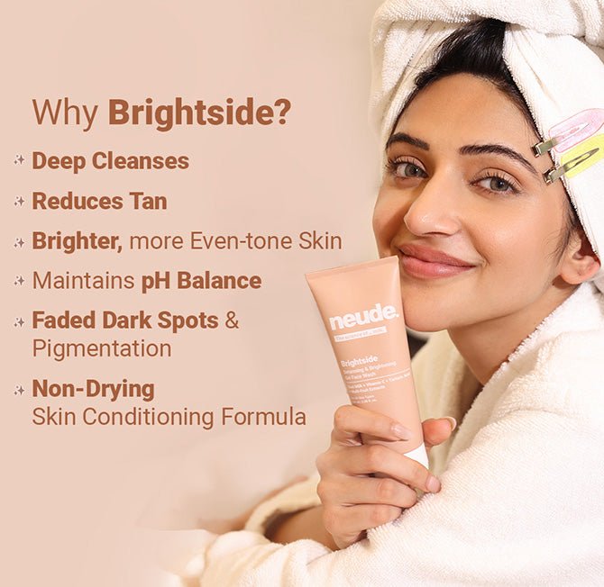 Brightside - Skin Brightening and Detanning Gel Face Wash with Goat Milk, Vitamin C & Tartaric Acid - Neude Skin