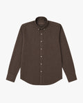 Bare Brown Button Down Collar Linen Shirt, Slim Fit with Full Sleeves - Brown