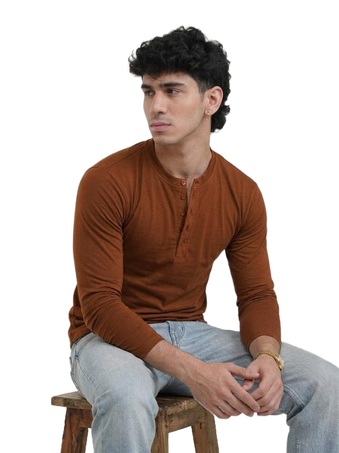 Brown Henley Tee