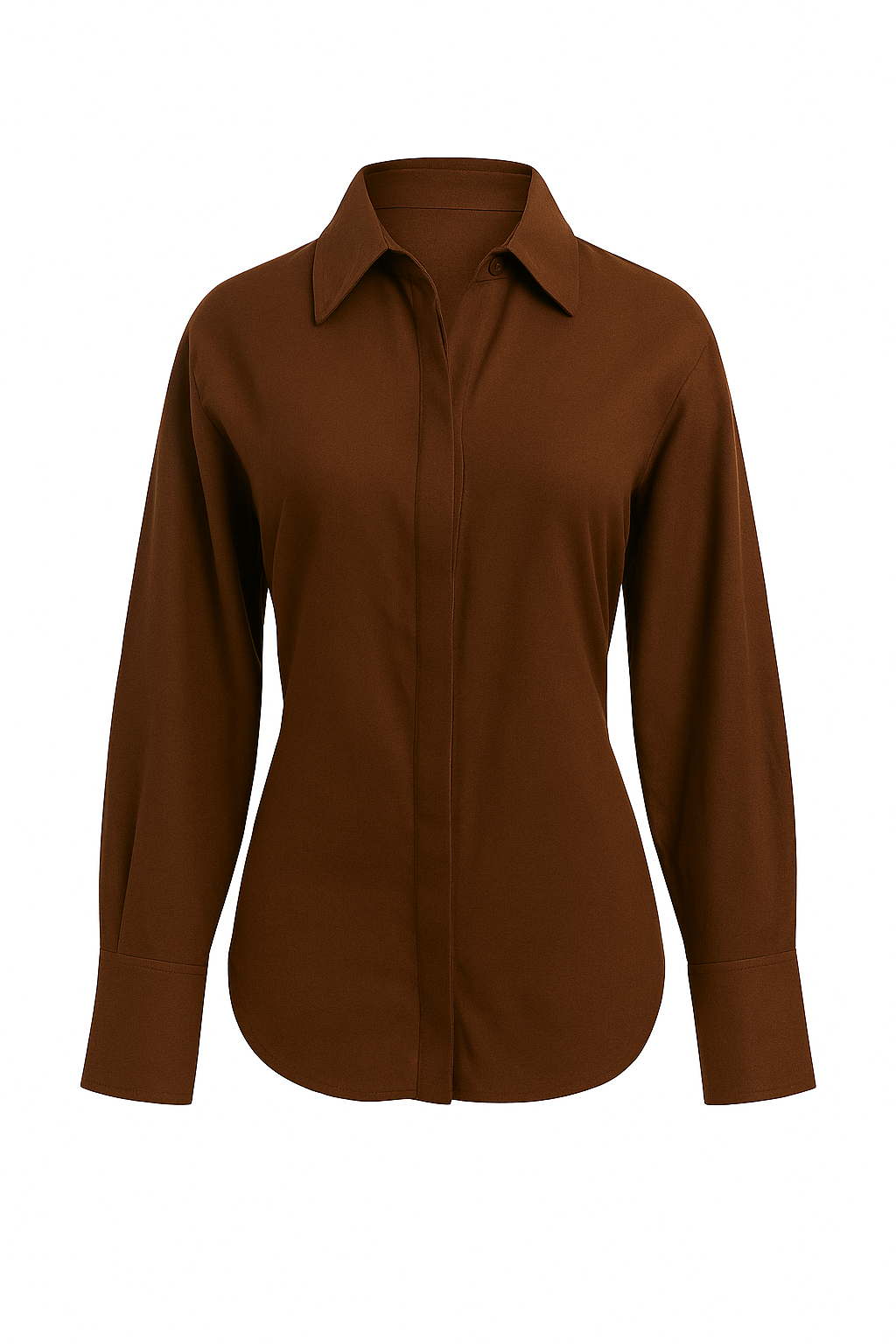 Brown Long Sleeve Shirt with Back Bow Tie Detail | The Clothing Factory at Broadway