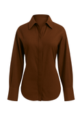 Brown Long Sleeve Shirt with Back Bow Tie Detail | The Clothing Factory at Broadway