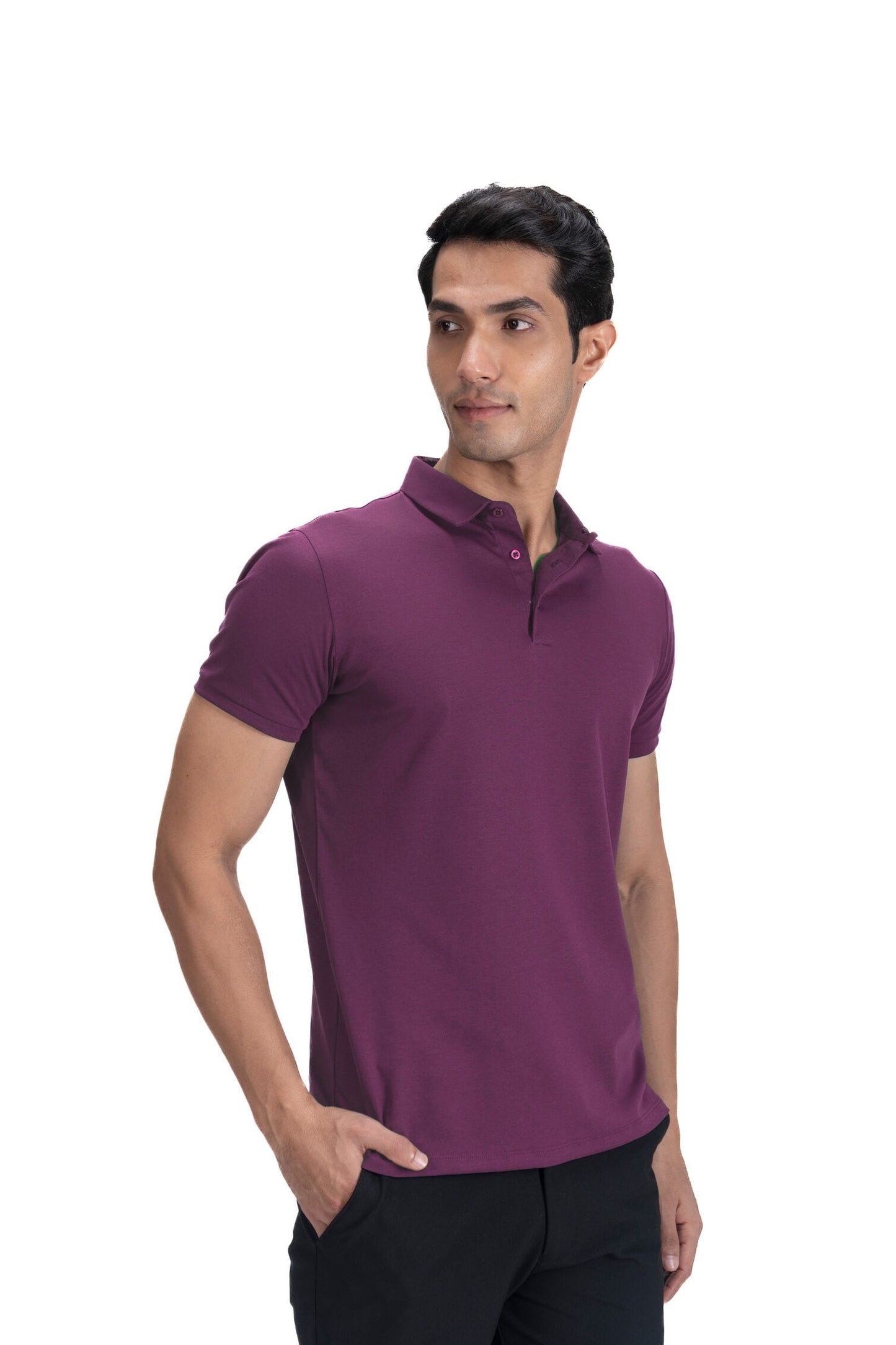 Fluid Cotton Polo - Plum Wine