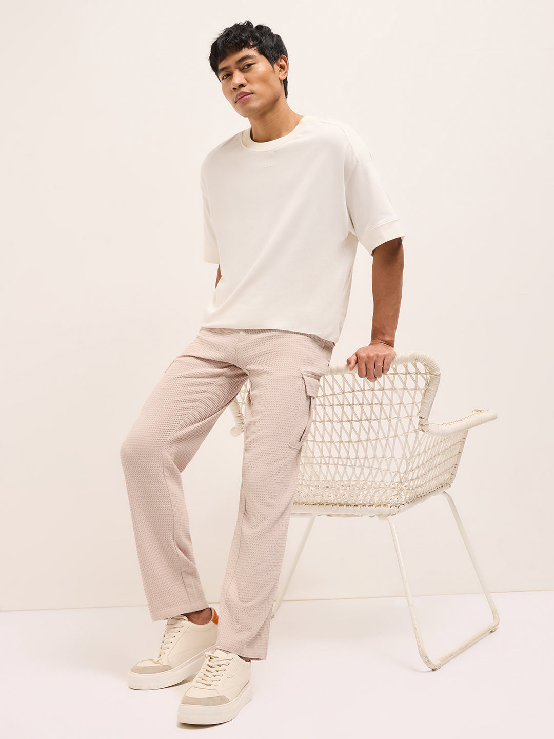 Men Textured Straight Fit Cargos Trousers CAR-ADISA-PC