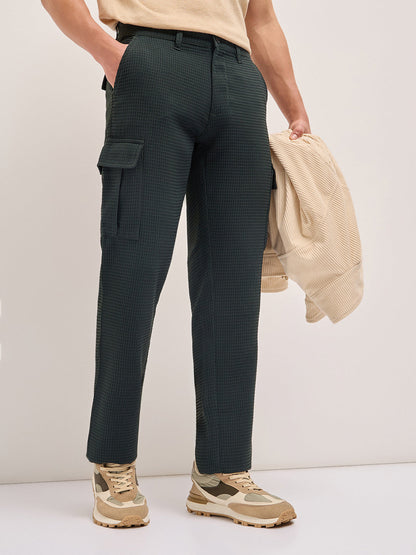 Men Textured Straight Fit Cargos Trousers CAR-AKIL-GR
