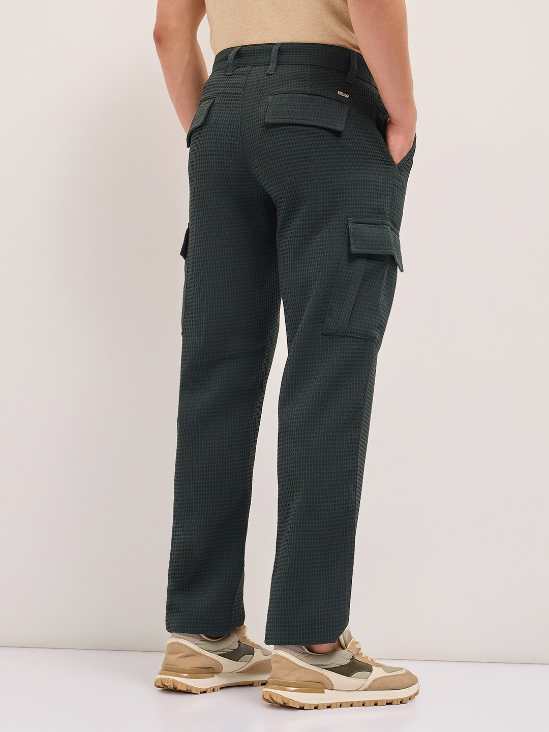 Men Textured Straight Fit Cargos Trousers CAR-AKIL-GR