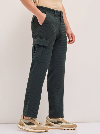 Men Textured Straight Fit Cargos Trousers CAR-AKIL-GR