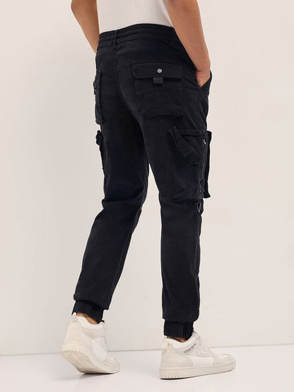 Men Solid Cotton Relaxed Fit Cargo CAR-AMIGOY-BK