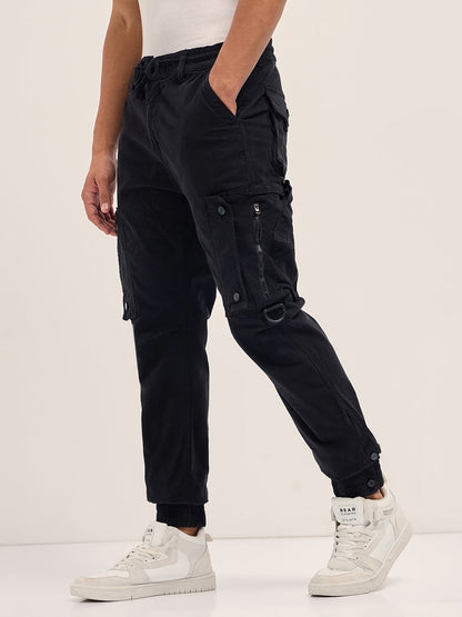 Men Solid Cotton Relaxed Fit Cargo CAR-AMIGOY-BK