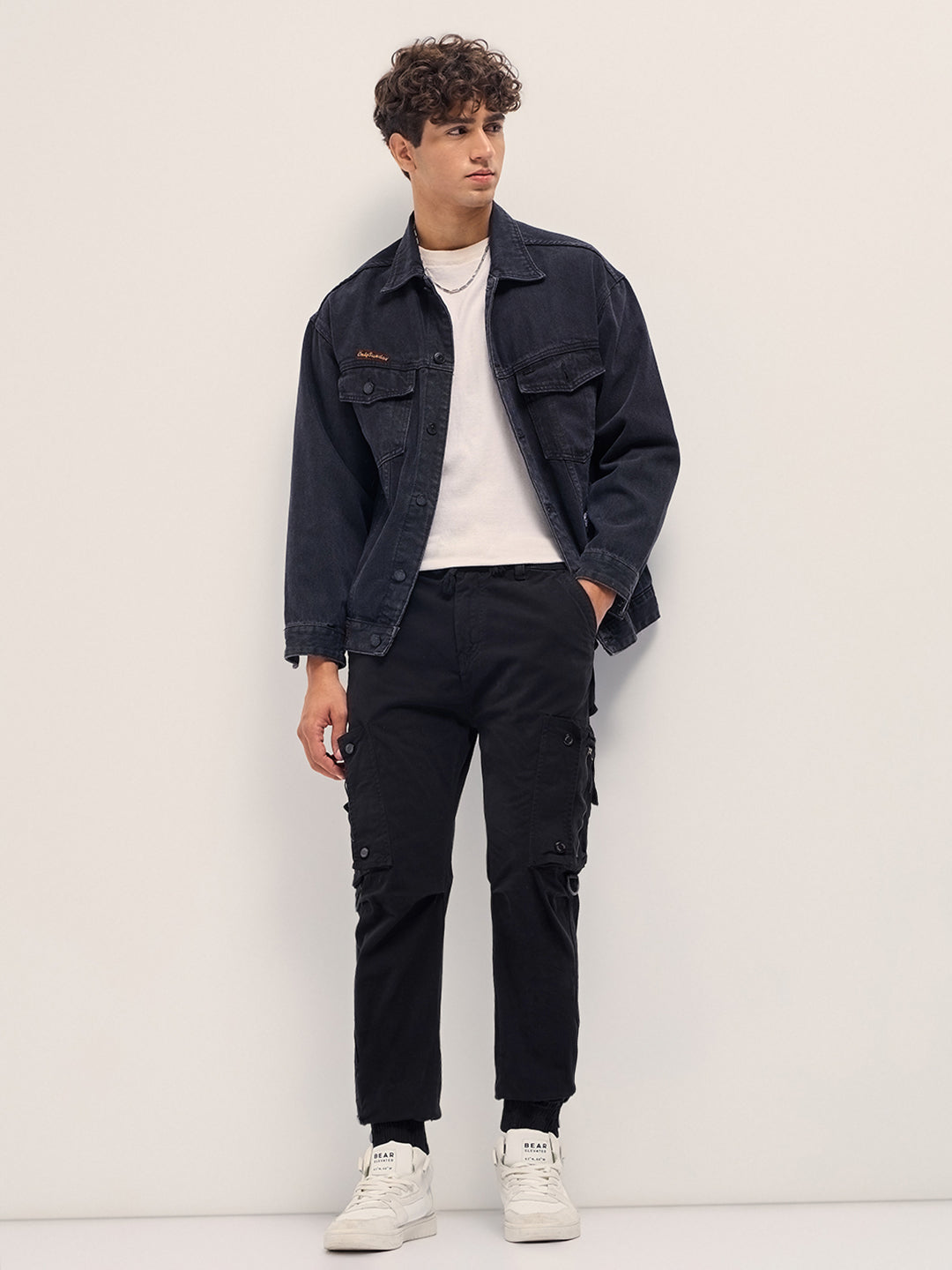 Men Solid Cotton Relaxed Fit Cargo CAR-AMIGOY-BK