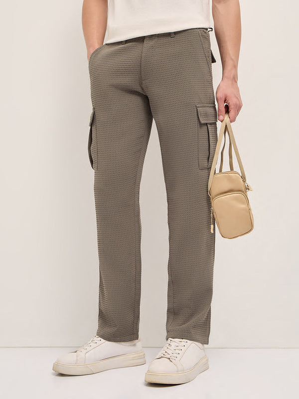 Men Textured Straight Fit Cargos CAR-AVIA-OL
