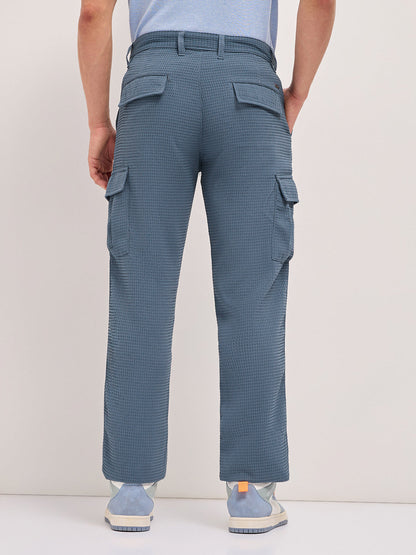Men Textured Straight Fit Cargos CAR-GANEF-BL