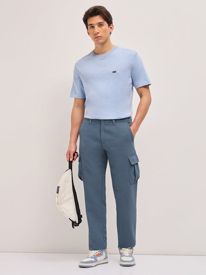 Men Textured Straight Fit Cargos CAR-GANEF-BL